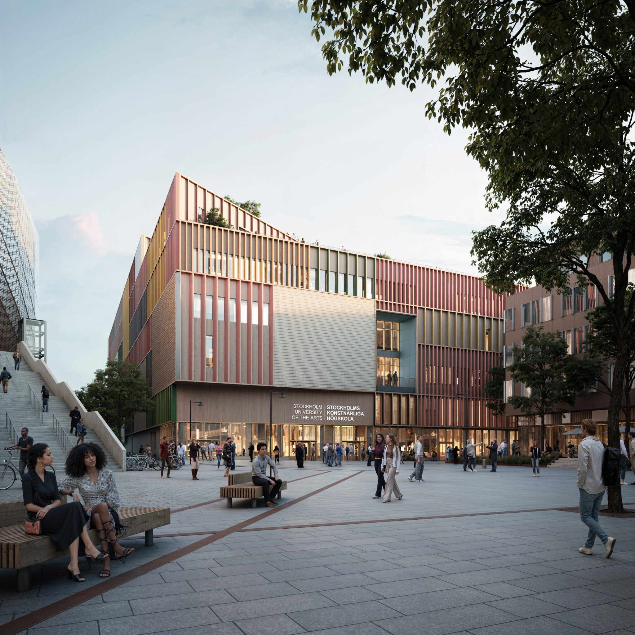 Visionsbild över Stockholms Konstnärliga Högskola som snart byggs i Slakthusområdet.
